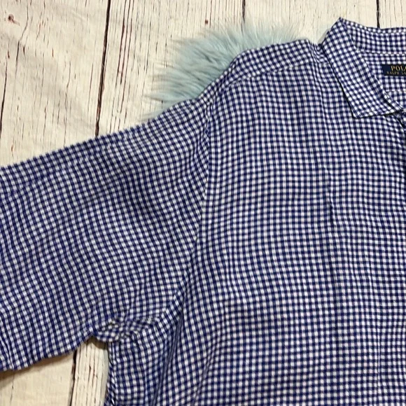 POLO Ralph Lauren Blue White Gingham Oxford Linen Button Down Shirt sz 4XLT - Picture 3 of 10